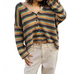 NEW MELLO striped button down cardigan in multicolor